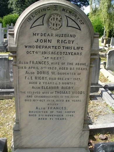 Eleanor Rigby's gravestone at St Peter's Church, Woolton